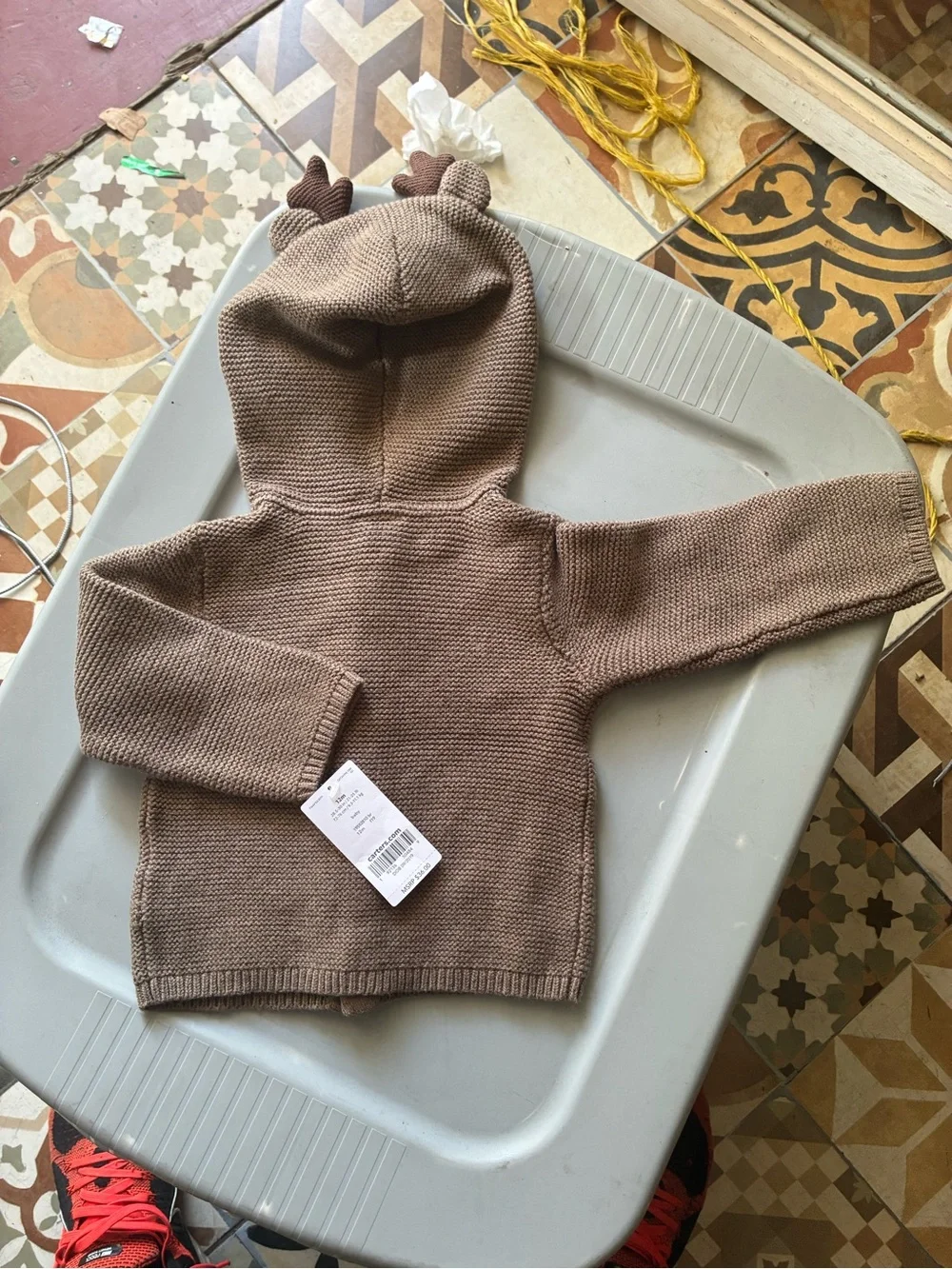 Carter's Brown Knit Hooded Sweater with Deer Ears